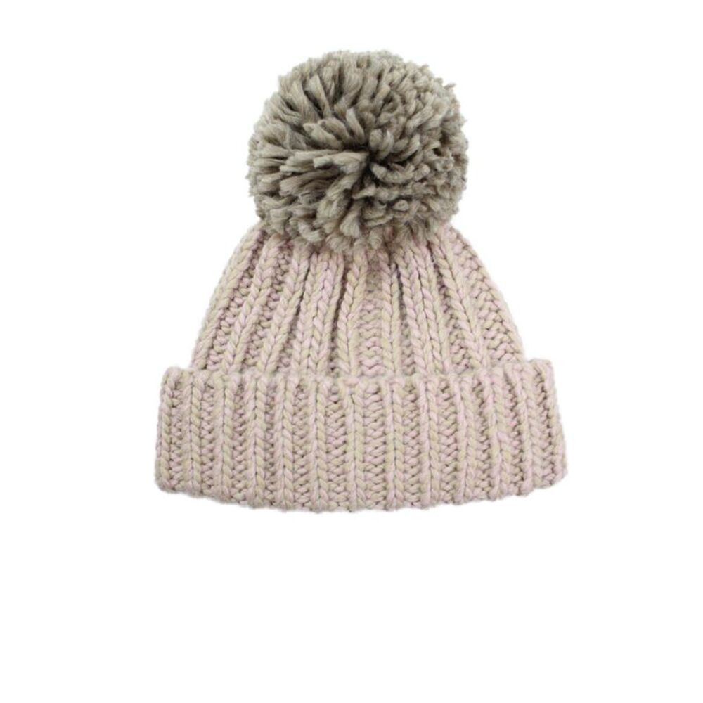 Portolano Womens Wool Blend Pom-pom Detail Beanie Hat Light Brown Size OS
